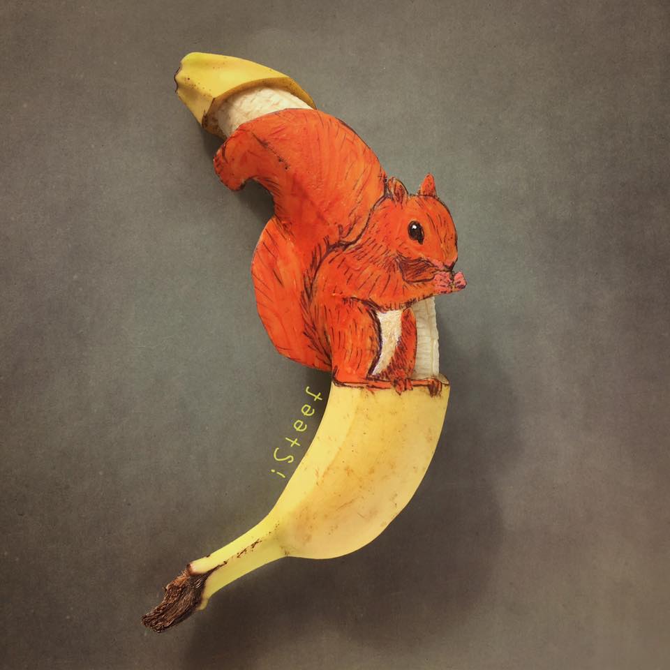 squirrel art- Banana Art work